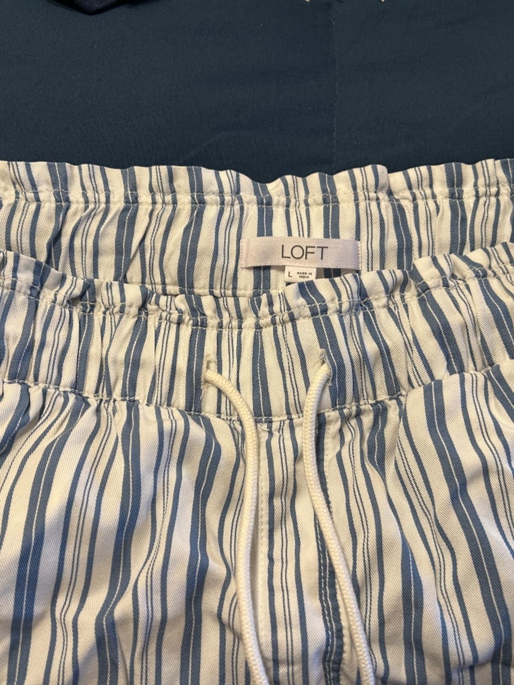 NWOT blue and white striped lightweight pants
